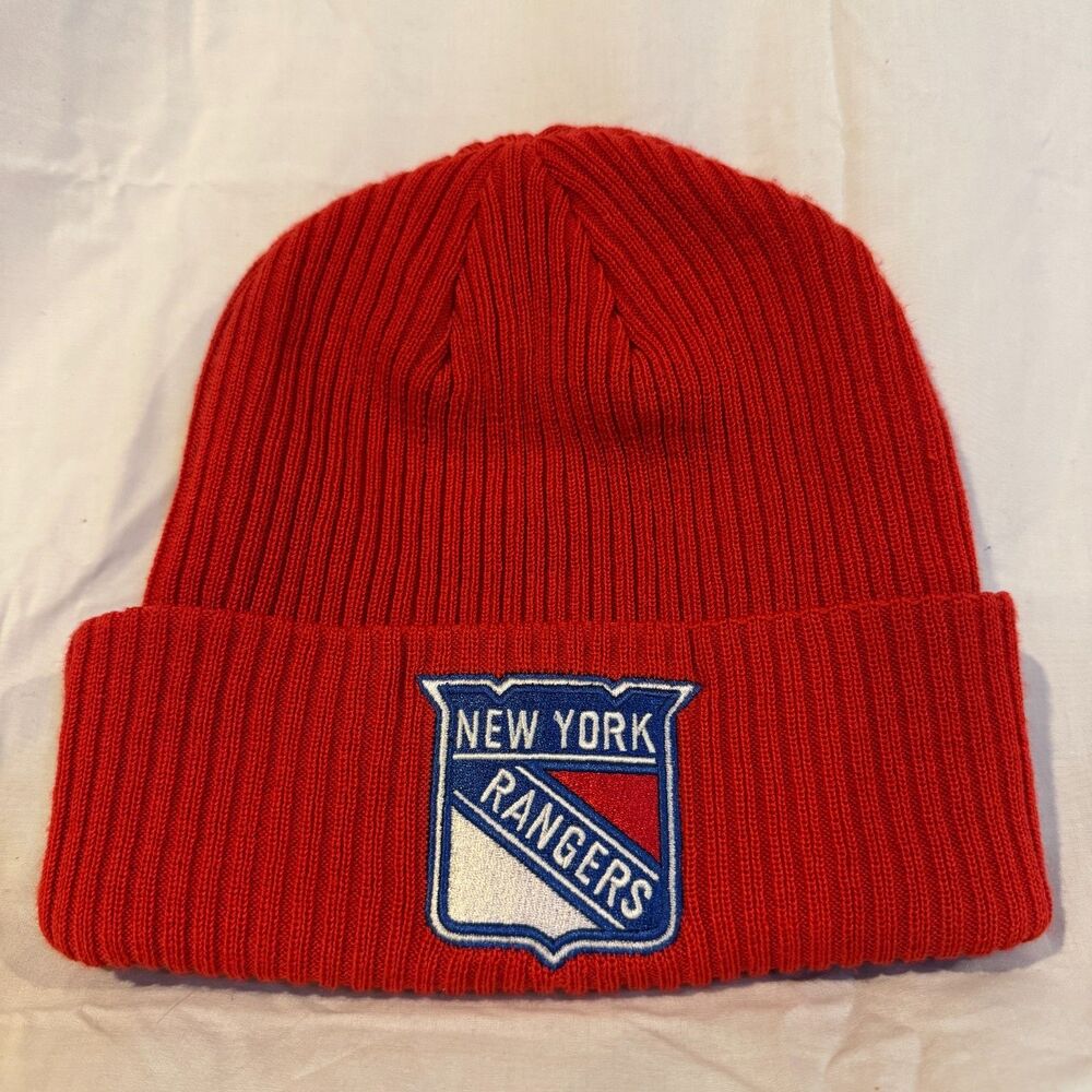 New York Rangers Fanatics Cuffed Beanie Hat Red Knit Watch Cap NHL Hockey